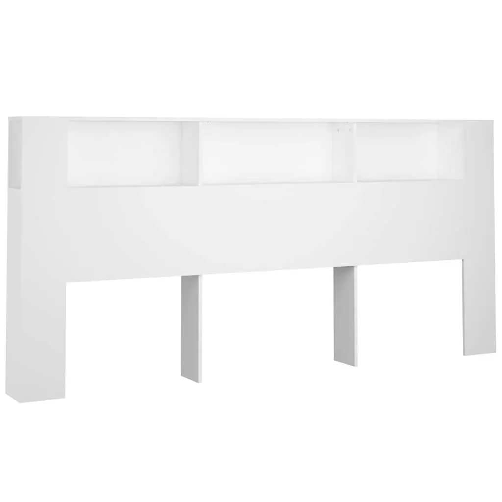 White Headboard Cabinet 220cm for Bedroom Storage