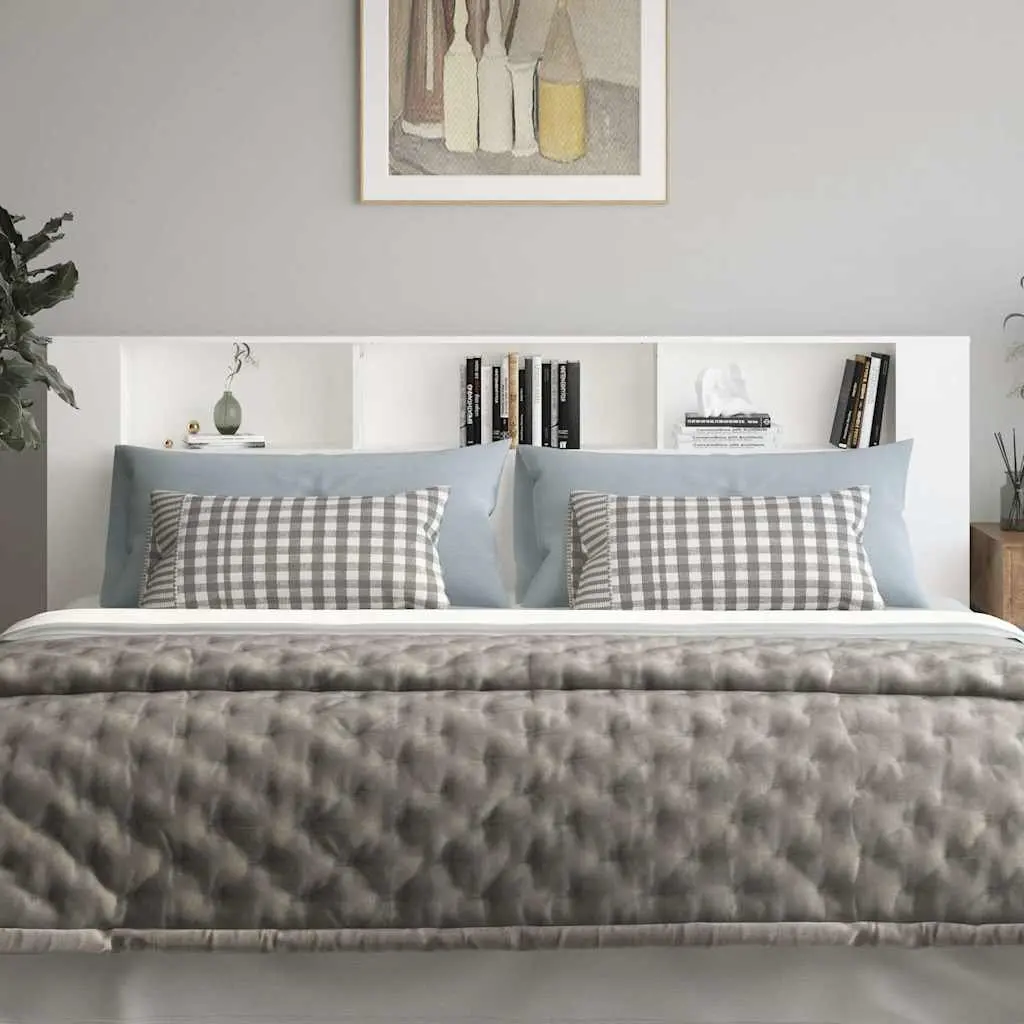 White Headboard Cabinet 220cm for Bedroom Storage
