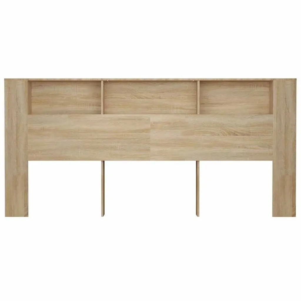 Headboard Cabinet 220cm Storage Compartments Bedroom Furniture Wall Mount Brown
