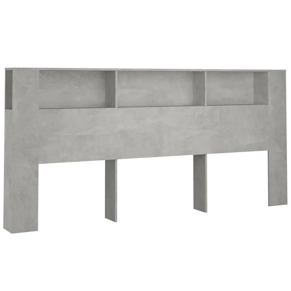 Headboard Cabinet Grey 220cm Engineered Wood Wall-Mounted Storage Bedroom Furniture Organiser