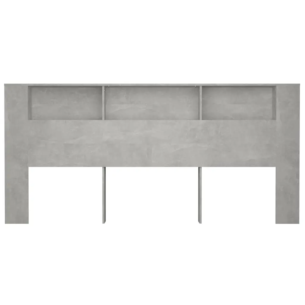 Headboard Cabinet Grey 220cm Engineered Wood Wall-Mounted Storage Bedroom Furniture Organiser
