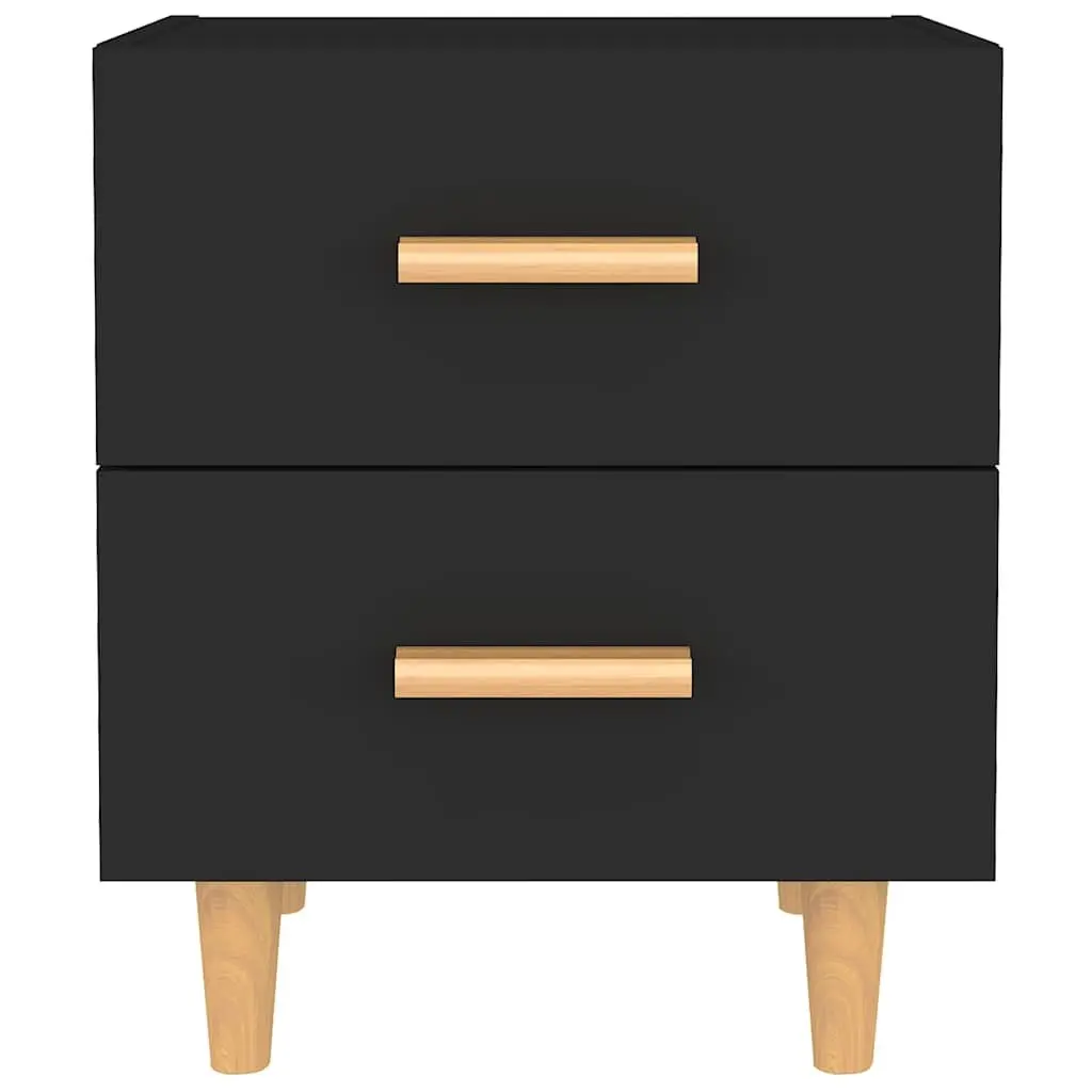 Bedside Table 2 pcs Black Nightstand Cabinet Drawers Storage Organiser