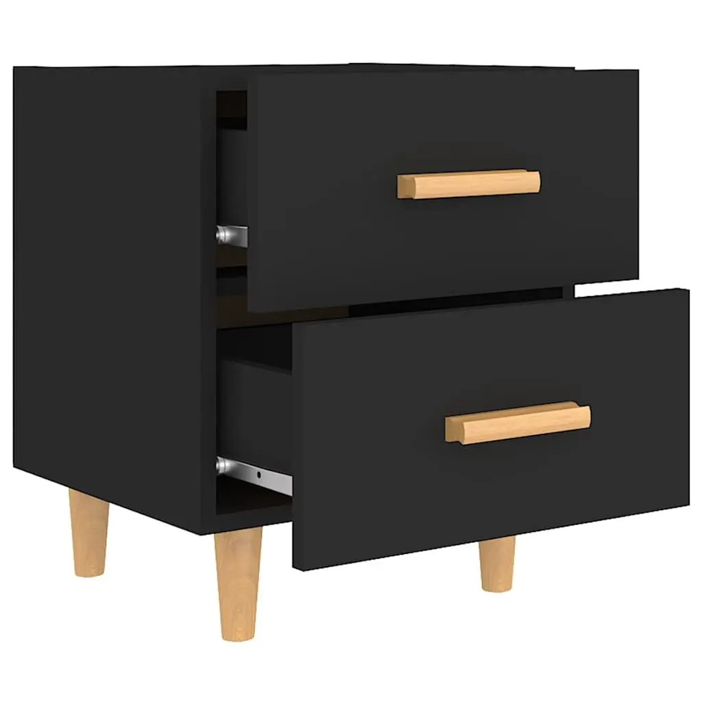 Bedside Table 2 pcs Black Nightstand Cabinet Drawers Storage Organiser