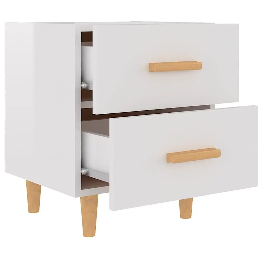 Bedside Tables 2 pcs High Gloss White Nightstand Bed Cabinets Storage Drawers