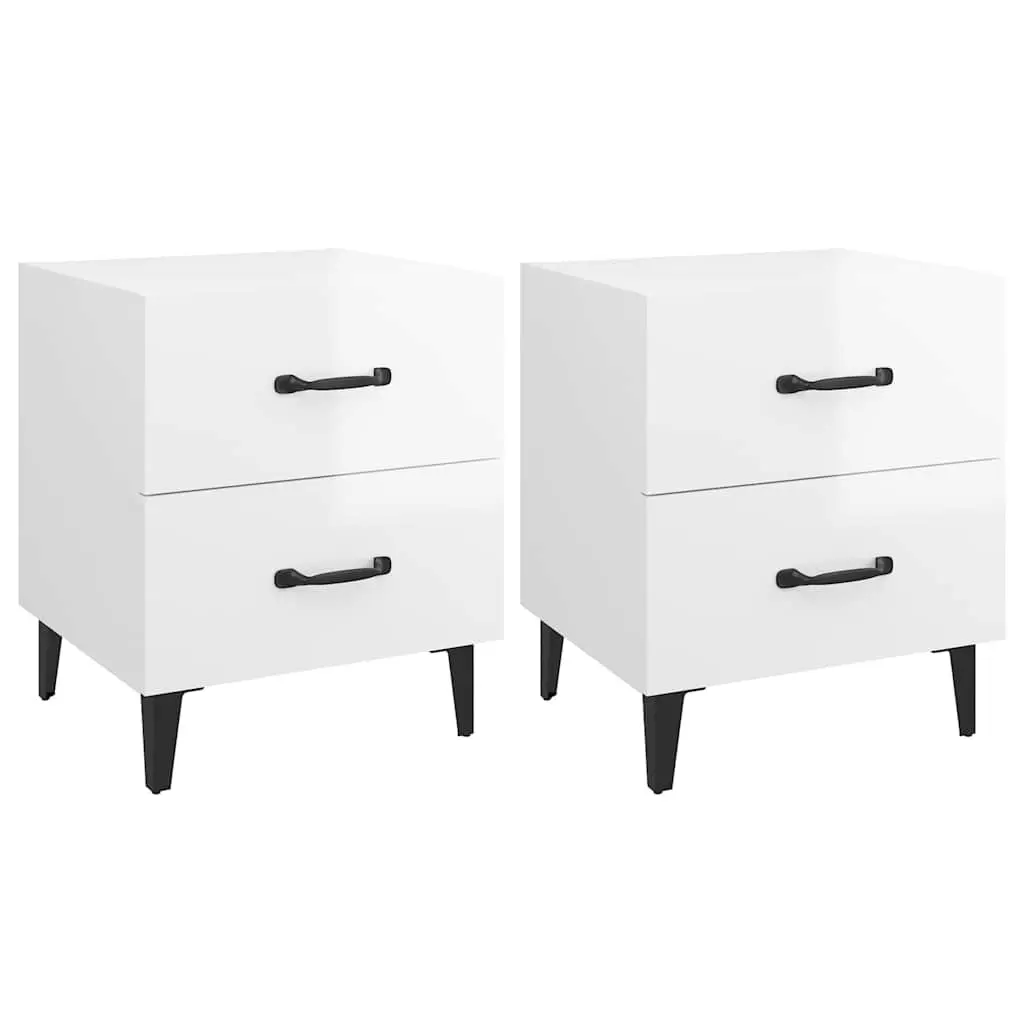 Bedside Cabinets in White High Gloss Finish