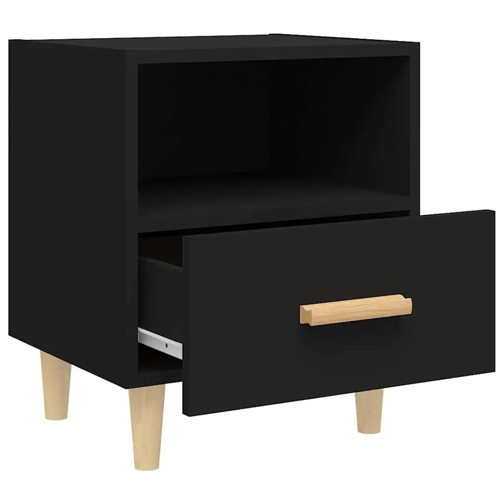Bedside Cabinets 2 pcs Black Scandinavian Bedroom Storage Nightstand Tables