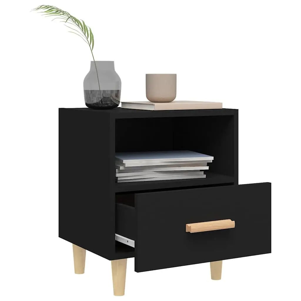 Bedside Cabinets 2 pcs Black Scandinavian Bedroom Storage Nightstand Tables