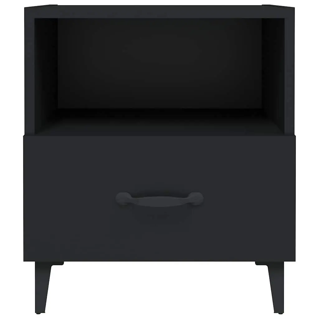Black Bedside Cabinets 2 pcs with Storage Drawer and Shelf