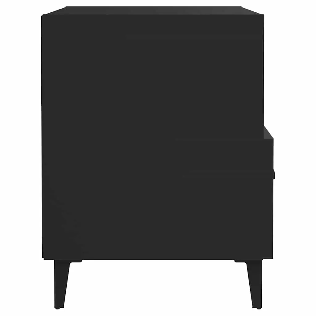 Black Bedside Cabinets 2 pcs with Storage Drawer and Shelf