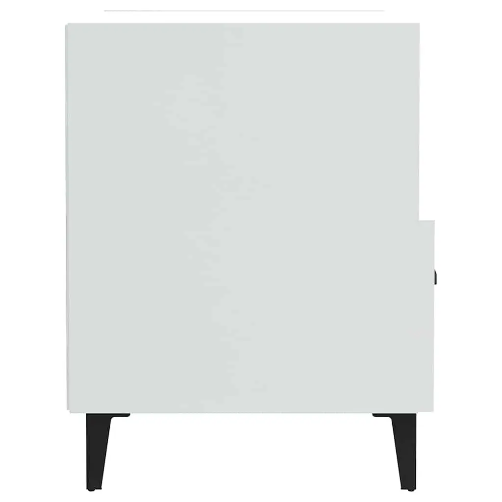 Bedside Cabinets High Gloss White 2 Piece Engineered Wood Nightstand with Drawer and Shelf