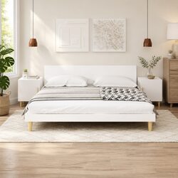 Elegant White Engineered Wood Nightstand Set