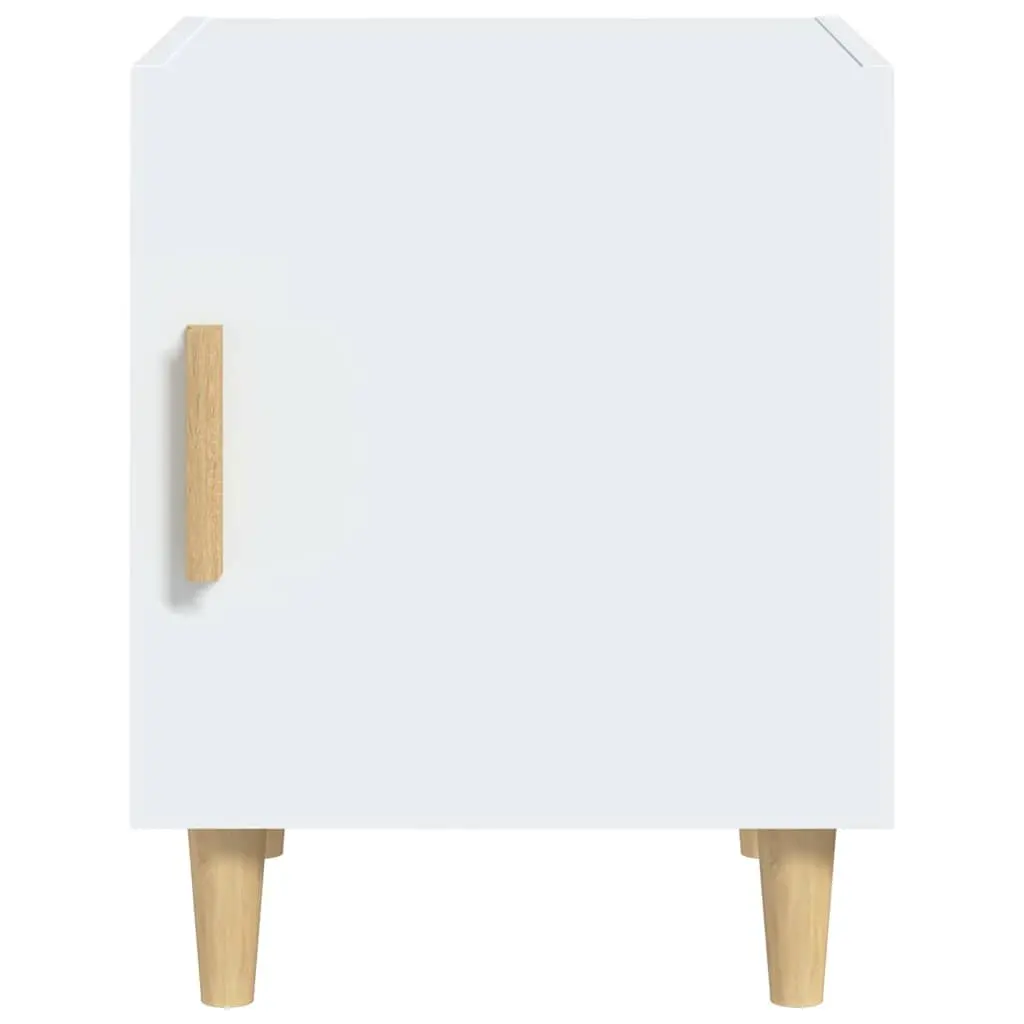 White Bedside Table Engineered Wood Storage Nightstand 2 Piece with Single Door