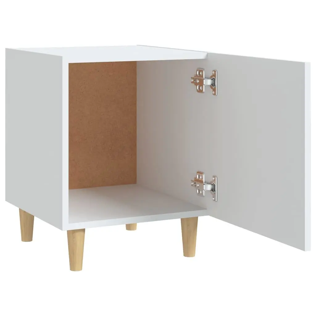 White Bedside Table Engineered Wood Storage Nightstand 2 Piece with Single Door