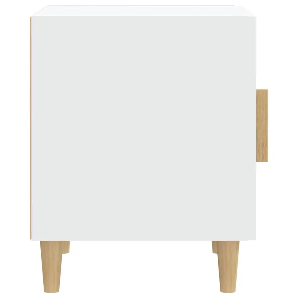 White Bedside Table Engineered Wood Storage Nightstand 2 Piece with Single Door