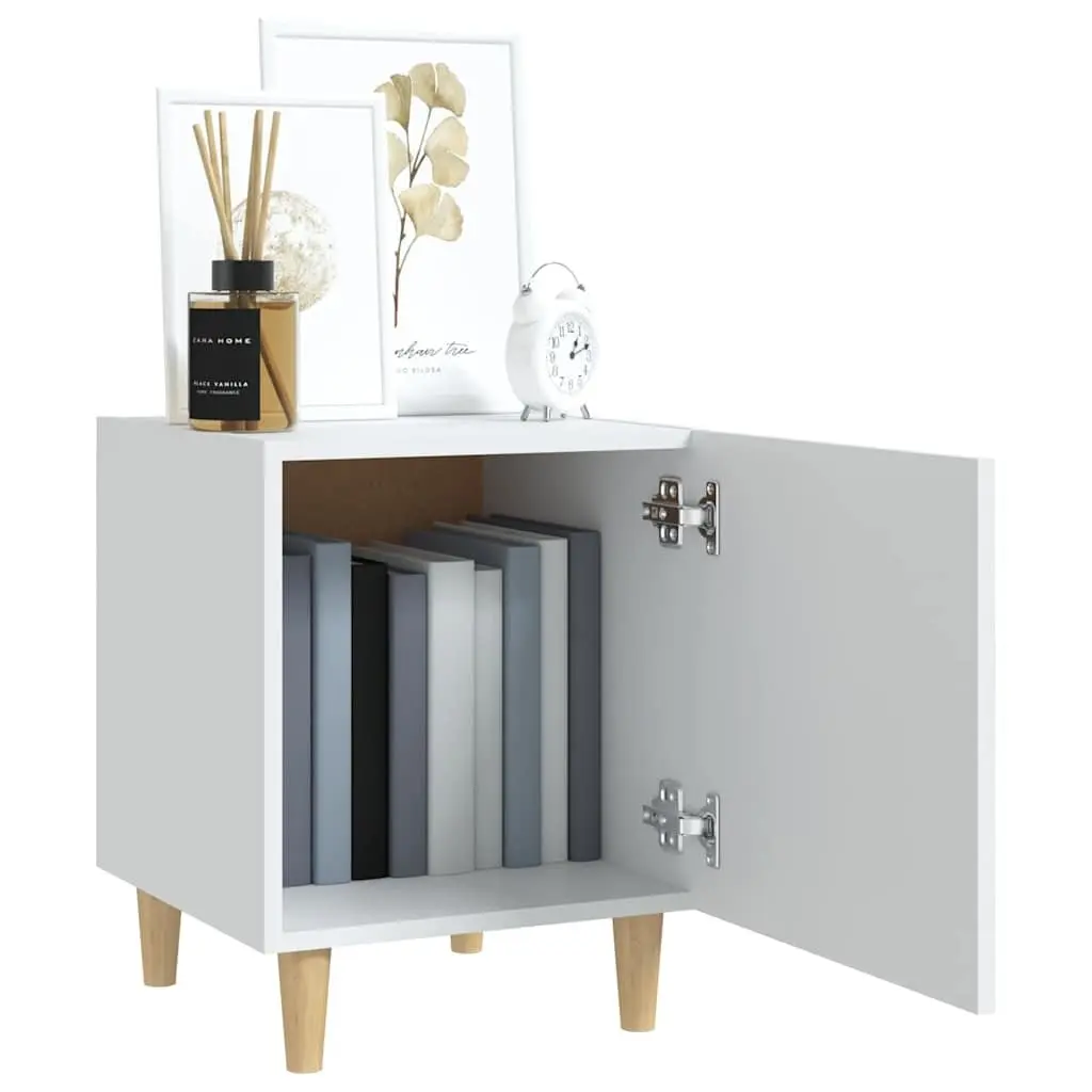 White Bedside Table Engineered Wood Storage Nightstand 2 Piece with Single Door