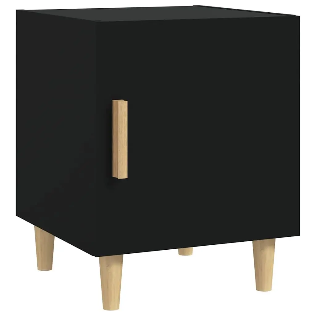 Bedside Cabinets Black 2 Pieces Engineered Wood Storage Nightstand Table