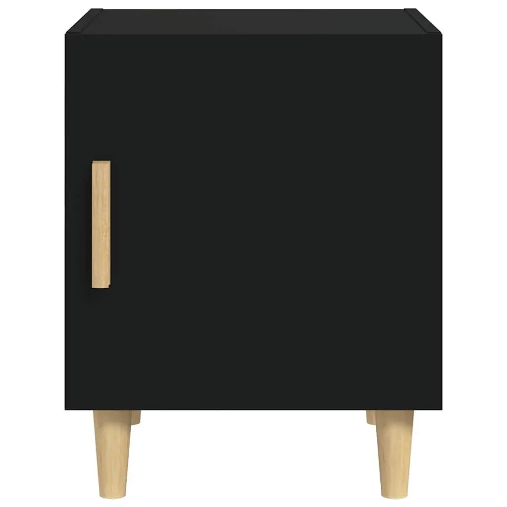 Bedside Cabinets Black 2 Pieces Engineered Wood Storage Nightstand Table