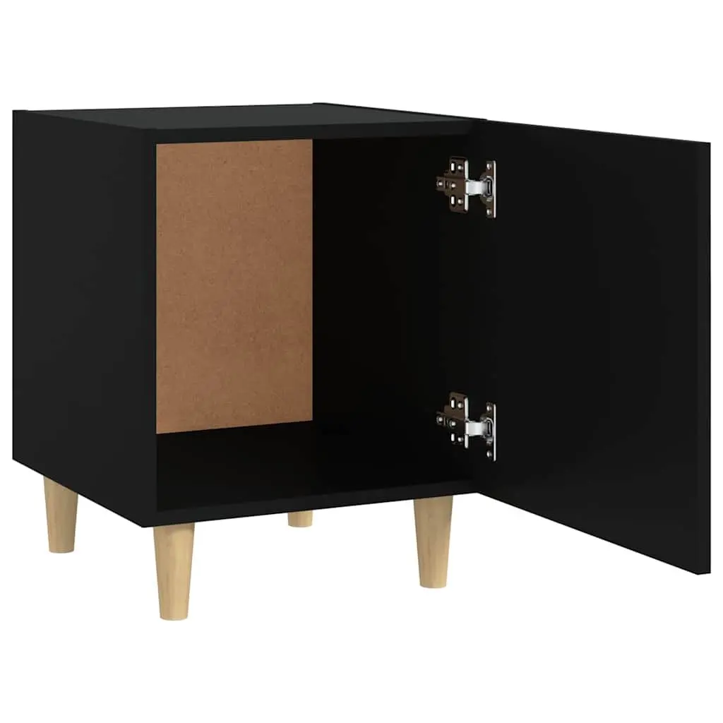 Bedside Cabinets Black 2 Pieces Engineered Wood Storage Nightstand Table