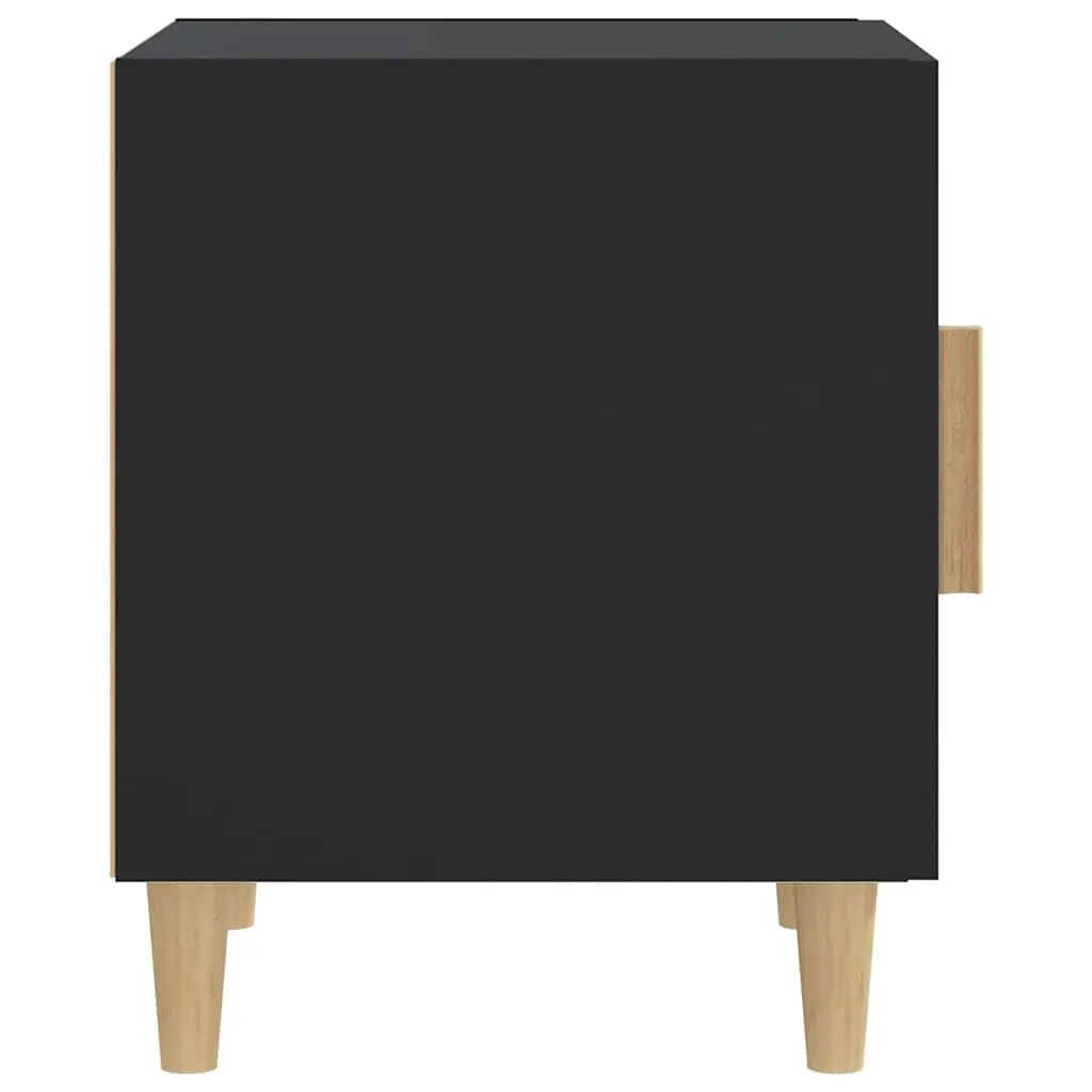 Bedside Cabinets Black 2 Pieces Engineered Wood Storage Nightstand Table