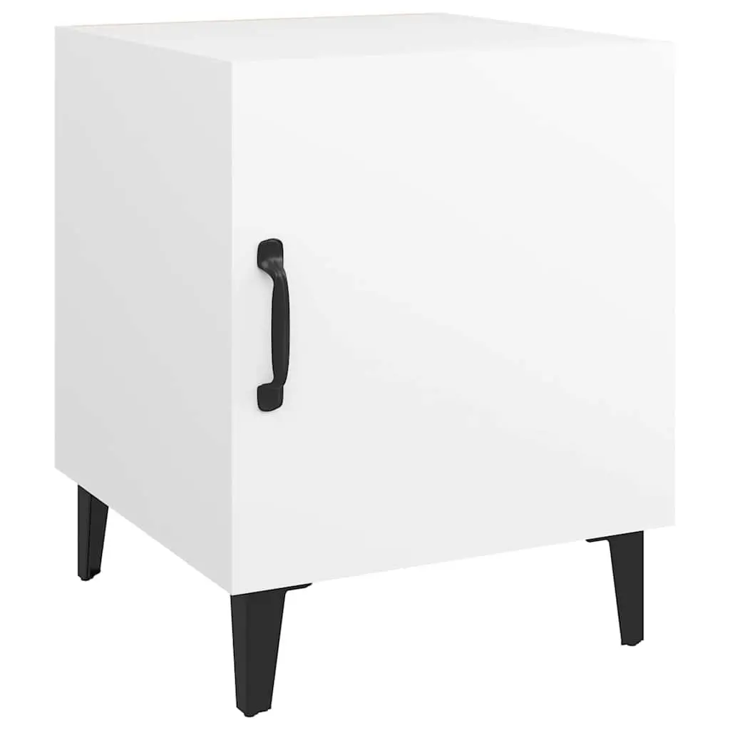 2 Piece Nightstand Organizer White Engineered Wood Storage Cabinet for Bedroom