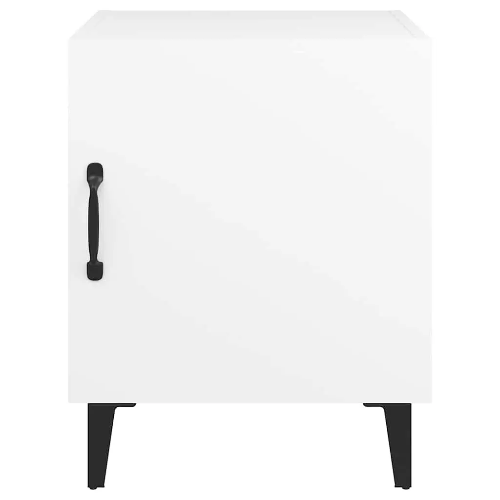 2 Piece Nightstand Organizer White Engineered Wood Storage Cabinet for Bedroom