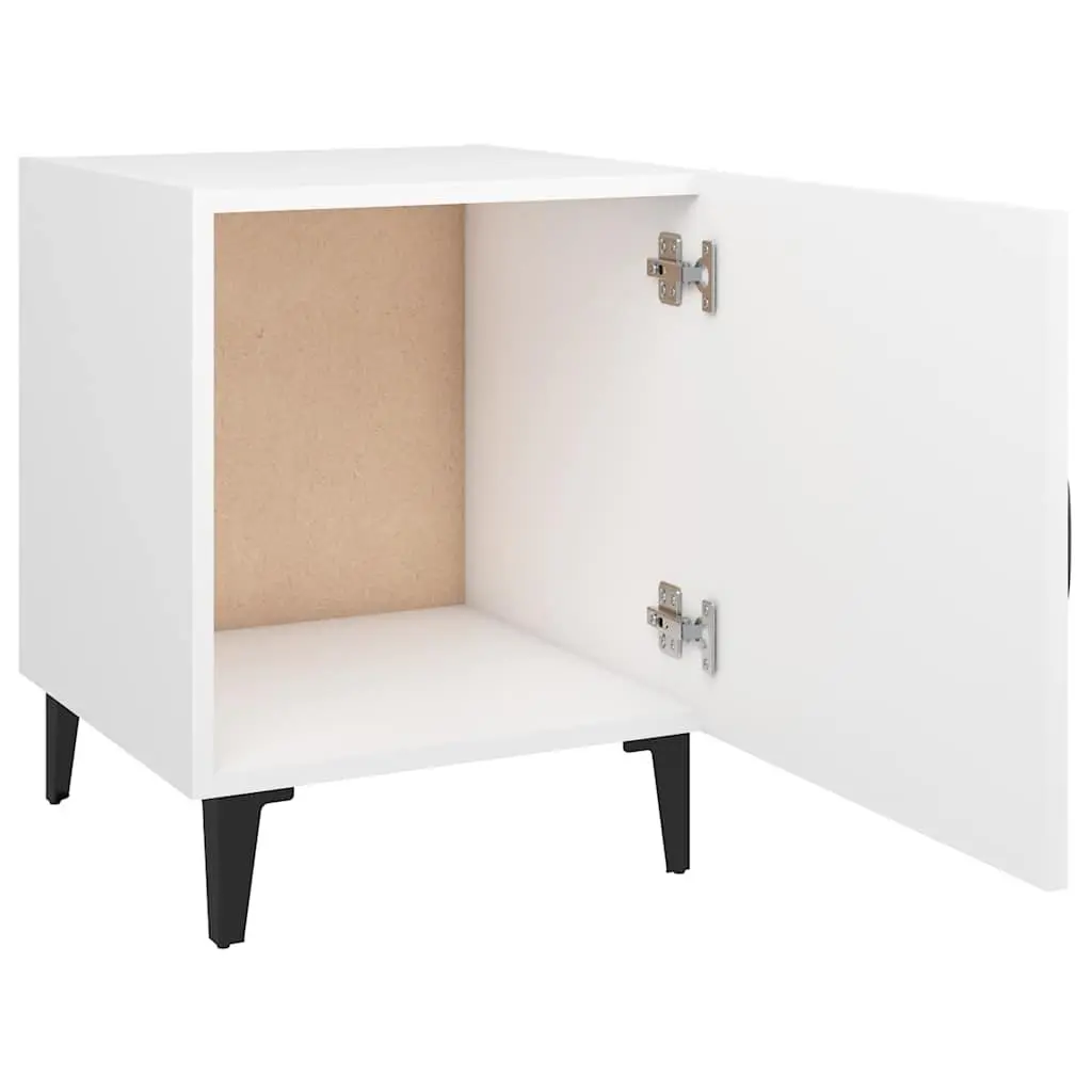 2 Piece Nightstand Organizer White Engineered Wood Storage Cabinet for Bedroom
