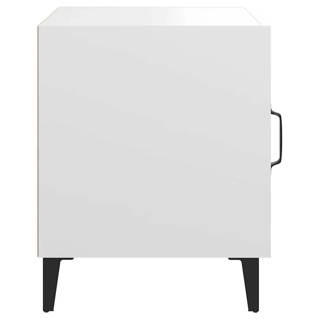2 Piece Nightstand Organizer White Engineered Wood Storage Cabinet for Bedroom
