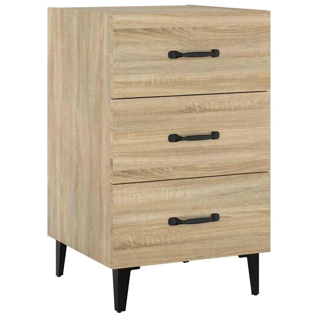 Brown Engineered Wood Nightstand with 3 Drawers