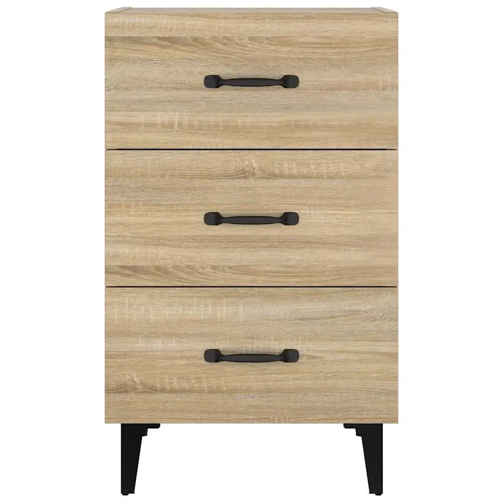 Brown Engineered Wood Nightstand with 3 Drawers