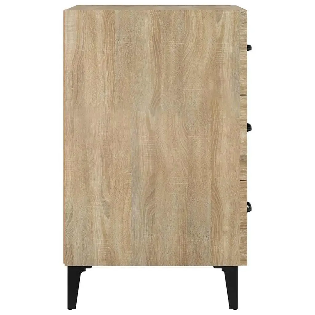 Brown Engineered Wood Nightstand with 3 Drawers