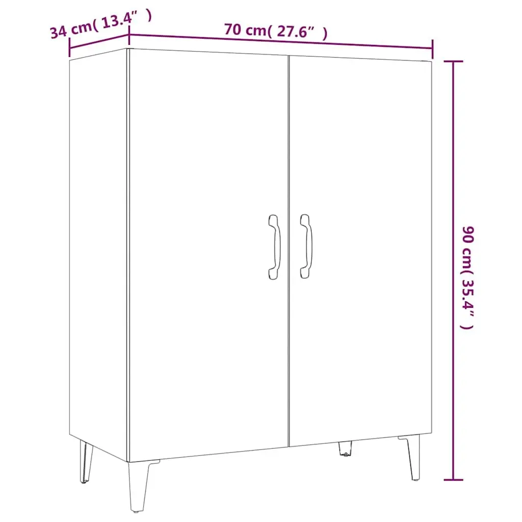 White Sideboard 70x34x90 cm for Storage
