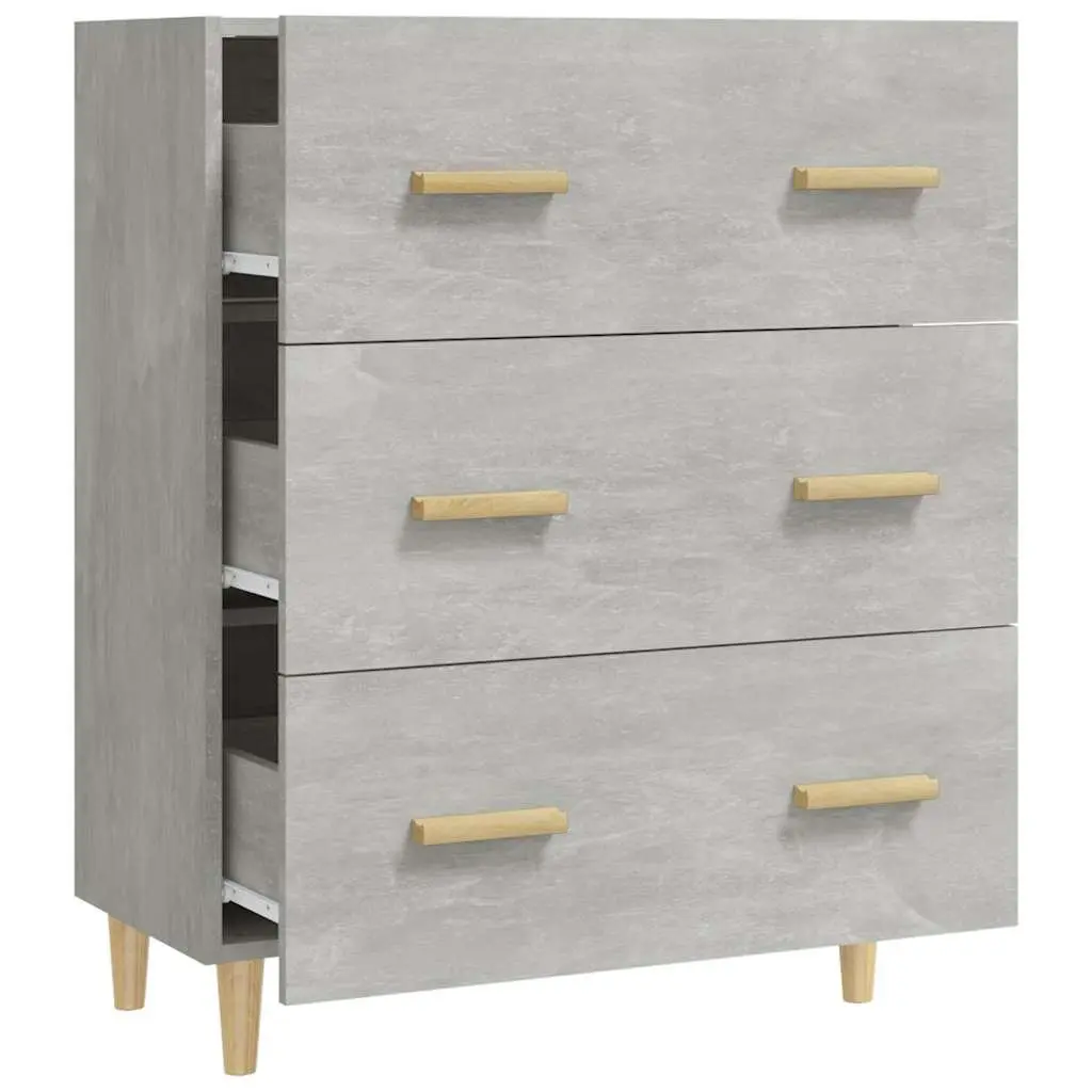 Grey Sideboard Storage Cabinet with 3 Drawers
