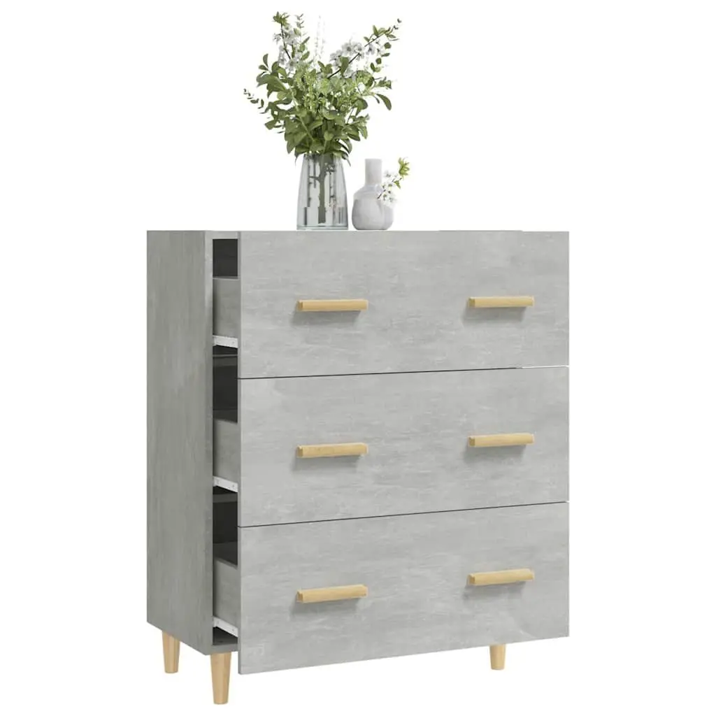 Grey Sideboard Storage Cabinet with 3 Drawers