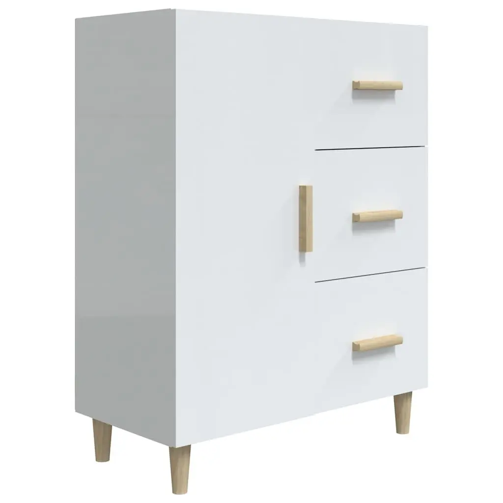 High Gloss White Storage Sideboard with 3 Drawers