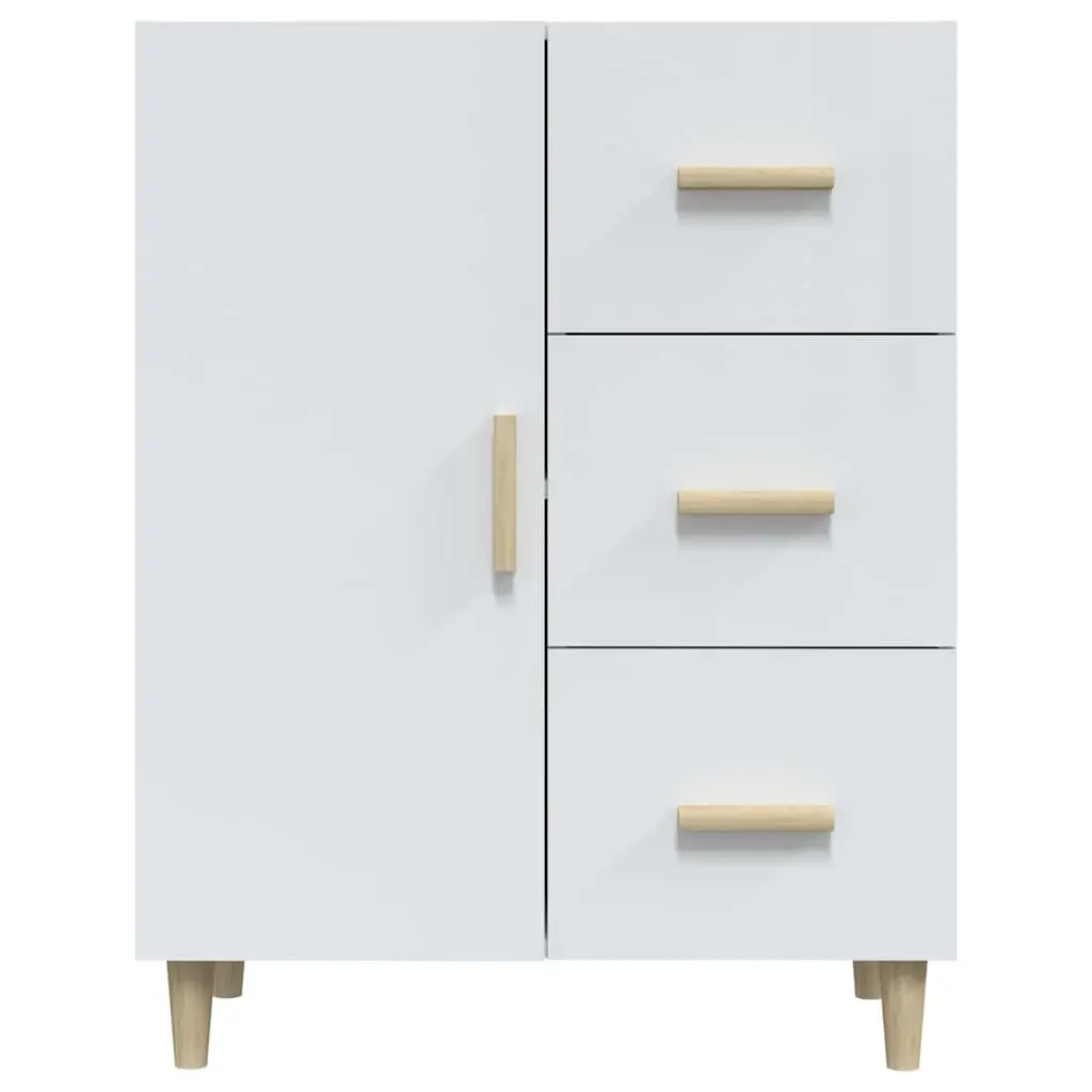 High Gloss White Storage Sideboard with 3 Drawers