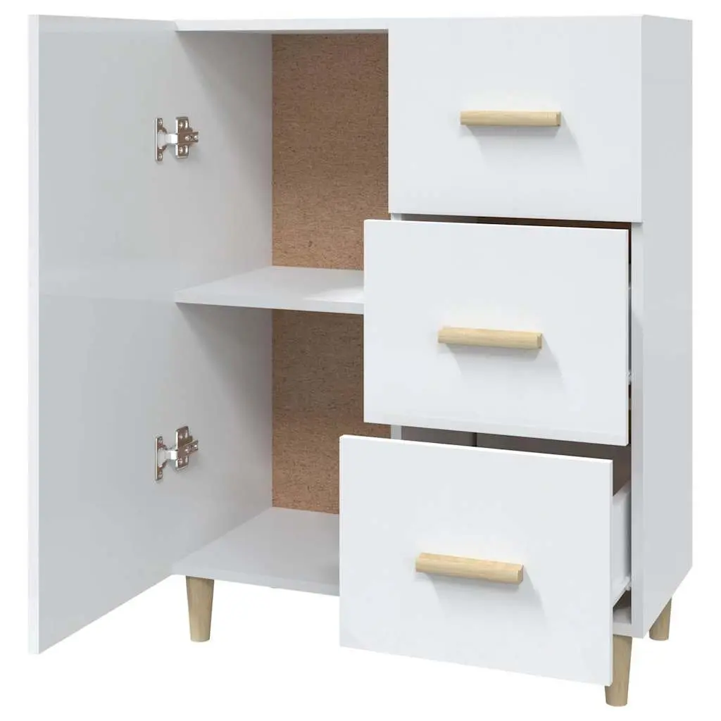 High Gloss White Storage Sideboard with 3 Drawers