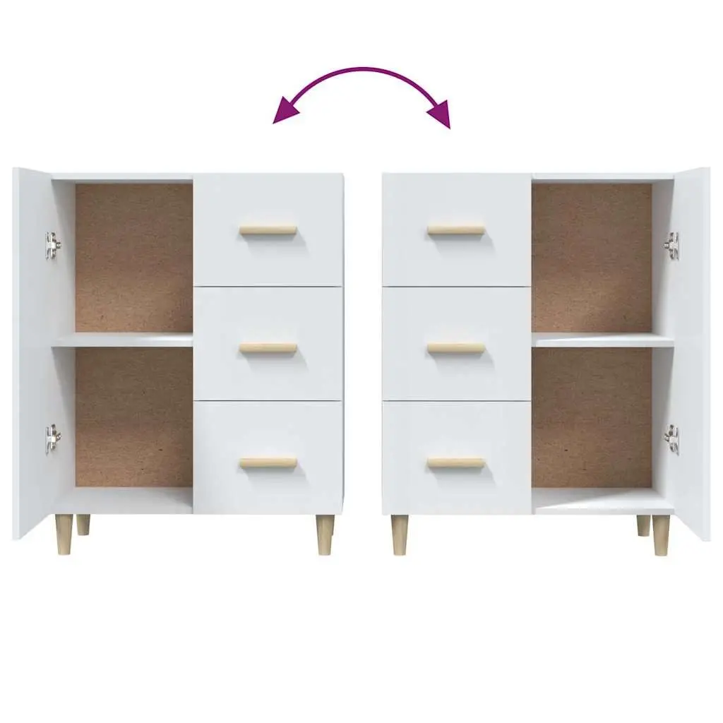 High Gloss White Storage Sideboard with 3 Drawers
