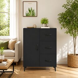 Charming Black Sideboard Cabinet 69.5x34x90cm Storage Buffet