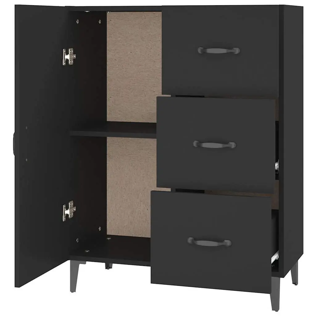 Black Sideboard Cabinet 69.5x34x90cm Storage Buffet with Door Drawers