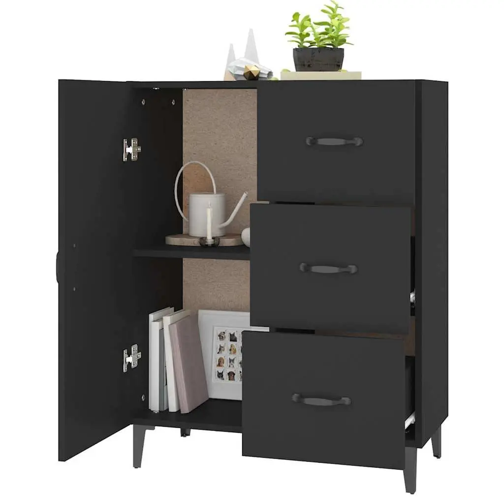 Black Sideboard Cabinet 69.5x34x90cm Storage Buffet with Door Drawers