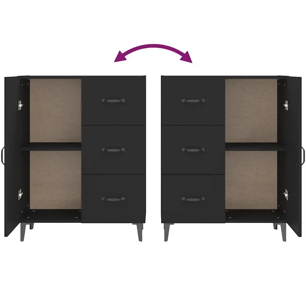 Black Sideboard Cabinet 69.5x34x90cm Storage Buffet with Door Drawers