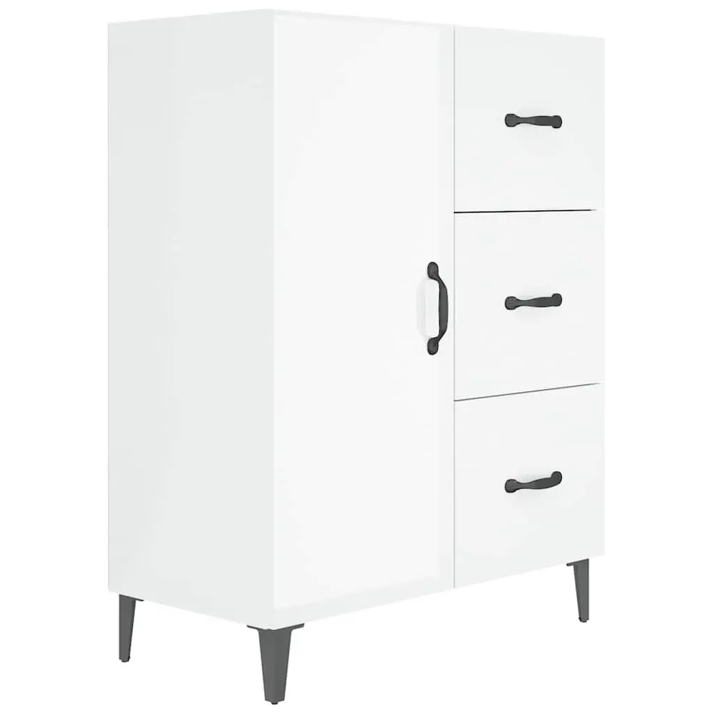 Sideboard High Gloss White Storage Cabinet 1 Door 3 Drawers Engineered Wood