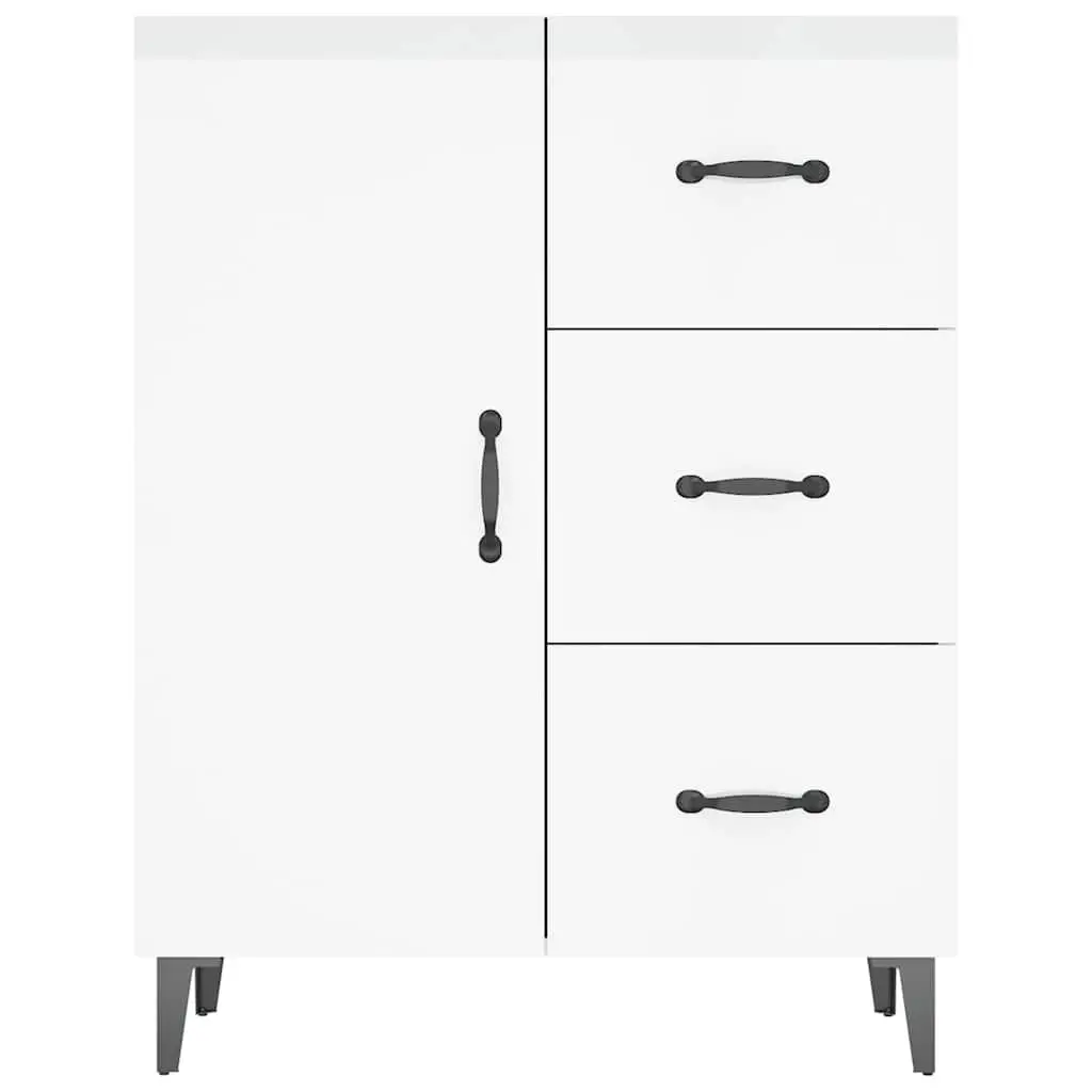 Sideboard High Gloss White Storage Cabinet 1 Door 3 Drawers Engineered Wood