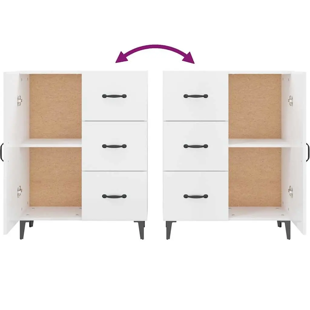 Sideboard High Gloss White Storage Cabinet 1 Door 3 Drawers Engineered Wood