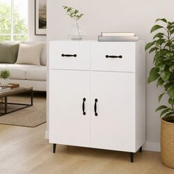 High Gloss White Sideboard with Storage 69.5x34x90cm