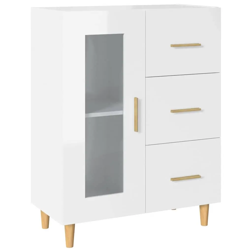 White High Gloss Sideboard with Glass Doors and Drawers