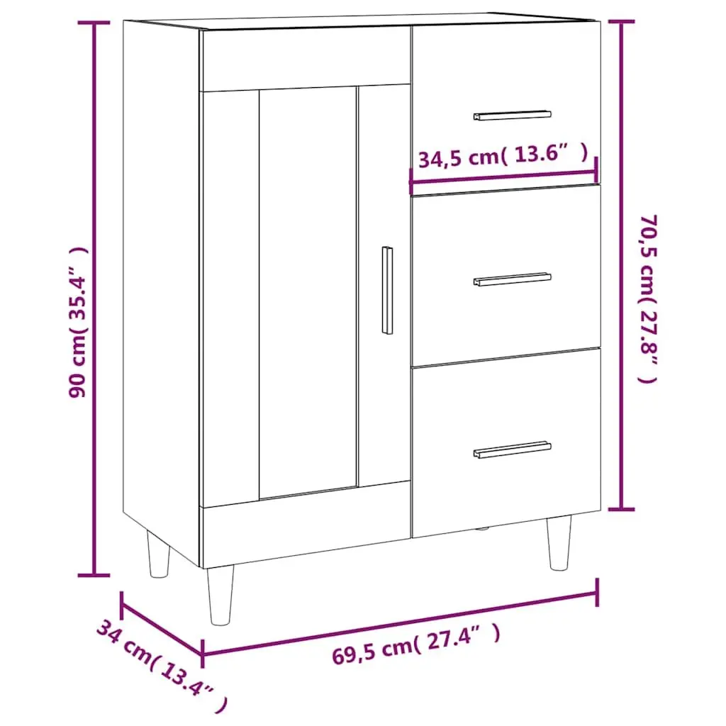 White High Gloss Sideboard with Glass Doors and Drawers