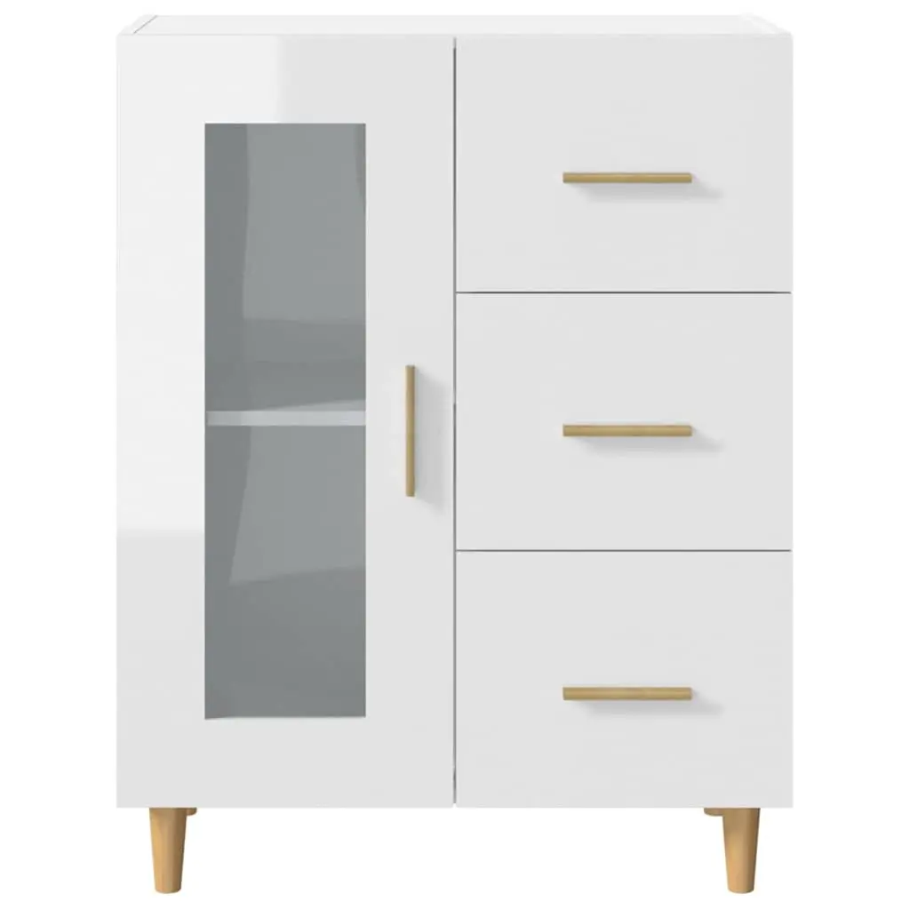 White High Gloss Sideboard with Glass Doors and Drawers