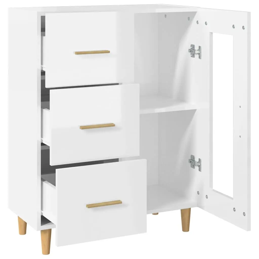 White High Gloss Sideboard with Glass Doors and Drawers