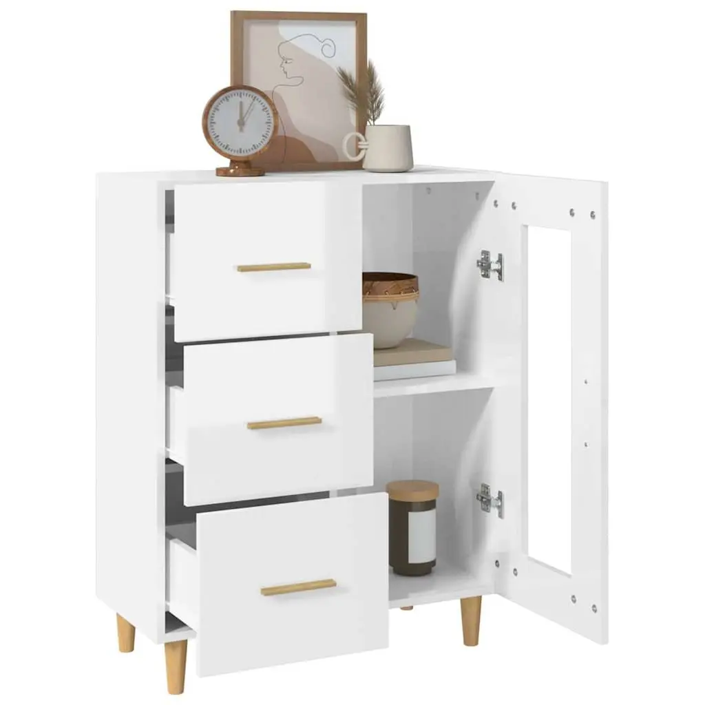 White High Gloss Sideboard with Glass Doors and Drawers